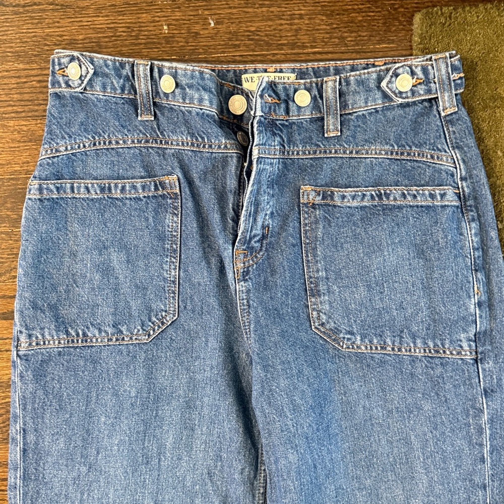 We The Free High-Rise Wide Leg Jeans in Medium Blue Denim - Picture 2 of 4